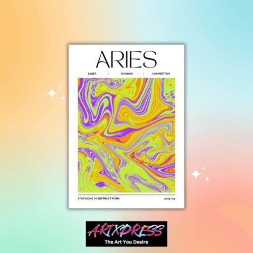 Aries Star Sign Abstract Metal Poster