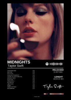 Taylor Swift (Midnights Album Cover)-Black Metal Poster