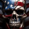 Skull With American Flag Metal Poster