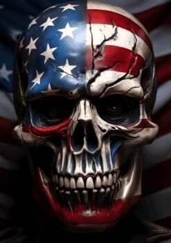 Skull With American Flag Metal Poster