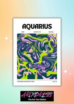 Aquarius Star Sign Abstract Metal Poster