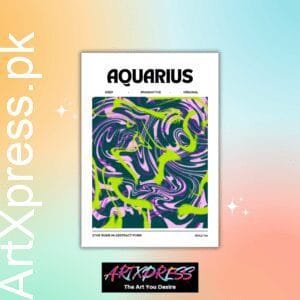Aquarius Star Sign Abstract Metal Poster
