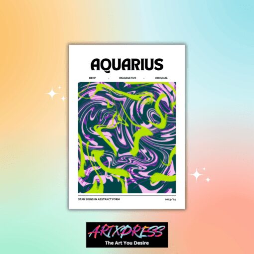 Aquarius Star Sign Abstract Metal Poster