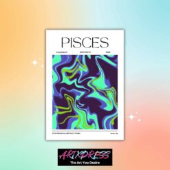 Pisces Star Sign Abstract Metal Poster