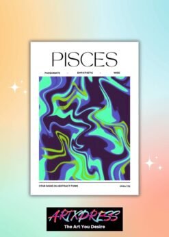 Pisces Star Sign Abstract Metal Poster