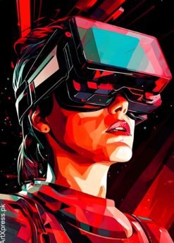 Woman In VR Futuristic Metal Poster