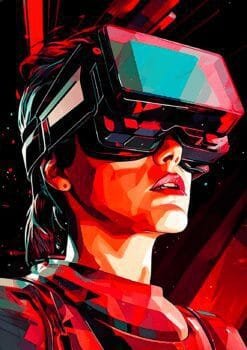 Woman In VR Futuristic Metal Poster