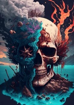 Skull World Metal Poster