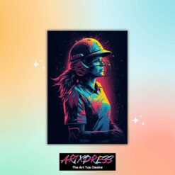 Female Cricket Player Metal Poster