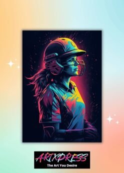 Female Cricket Player Metal Poster