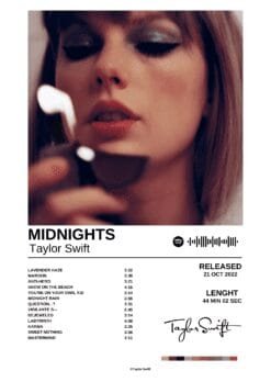 Taylor Swift (Midnights Album Cover)-White Metal Poster