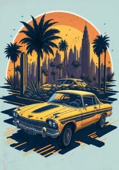 Cartoon Car Illustration Metal Poster