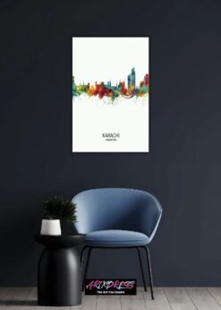 Karachi Skyline | Metal Poster