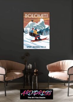 Ski Val Gardena Resort Italy Metal Poster