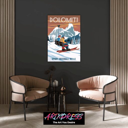 Ski Val Gardena Resort Italy Metal Poster