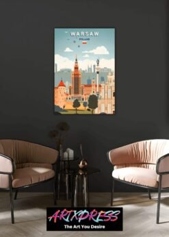 Warsaw City Poland Metal Poster
