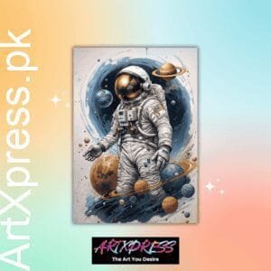 Astronaut Exploring Planets Metal Poster