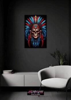 Skull Wearing An Indian Chieftain | Metal Poster