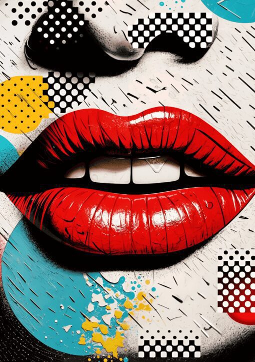 Redlips Pop Art Metal Poster