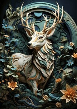 Deer Mural Metal Poster