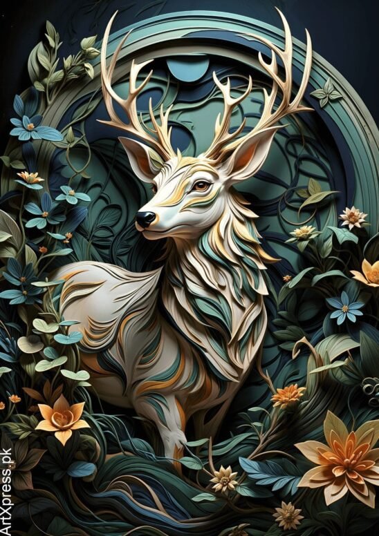 Deer Mural Metal Poster