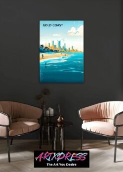 Australia Gold Coast Skyline Metal Poster