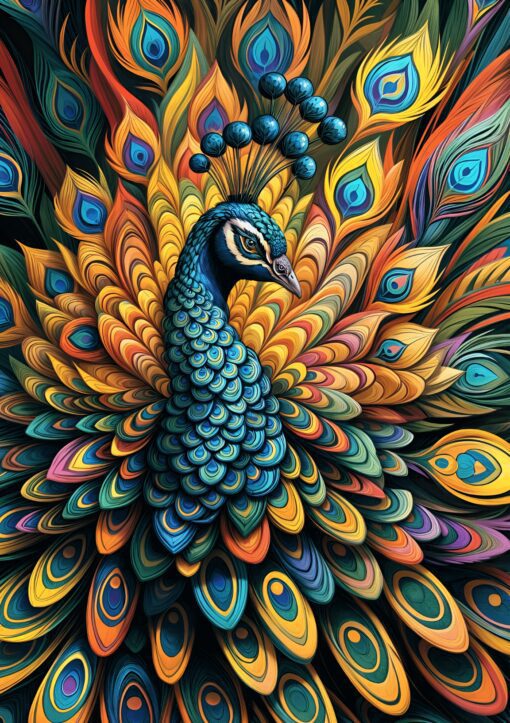 Peacock Mural Metal Poster