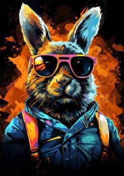 Funny Rabbit With Glasses Metal Poster