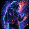 Astronaut Blacklight Illustration Metal Poster