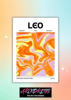Leo Star Sign Abstract Metal Poster