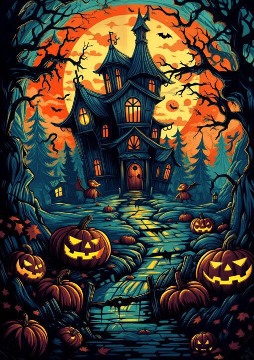 Halloween Illustration Metal Poster