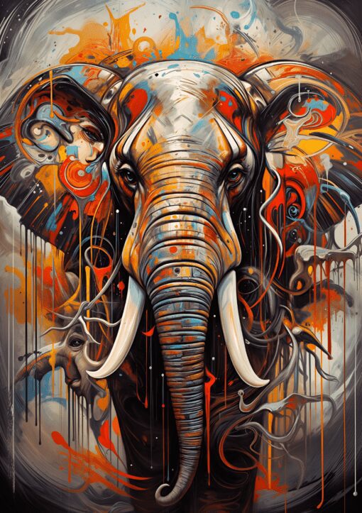 Elephant Abstract Metal Poster