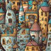 Colorful Houses Illustration Metal Poster