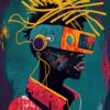 Black Man With VR Illustration Metal Poster