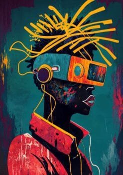 Black Man With VR Illustration Metal Poster