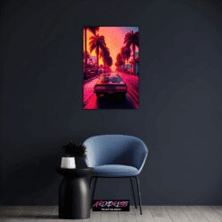 Car In 80's Style | Metal Poster