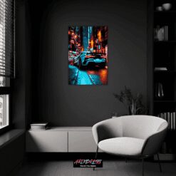 Blue Sports Car | Metal Poster