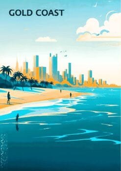 Australia Gold Coast Skyline Metal Poster