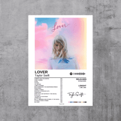 Taylor Swift (Lover Album Cover)-White Metal Poster