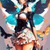 Butterfly Wings Anime Girl | Metal Poster