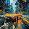 Car Driving On a Wet Road Metal Poster