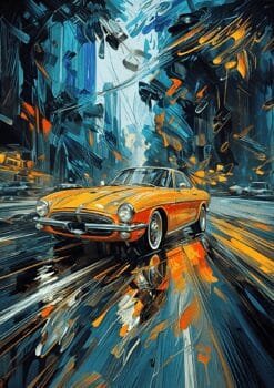 Car Driving On a Wet Road Metal Poster