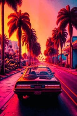 Car In 80's Style | Metal Poster