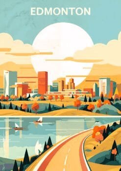 Edmonton City Canada Metal Poster