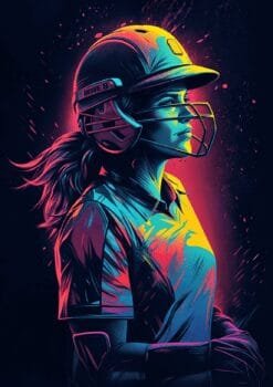 Female Cricket Player Metal Poster