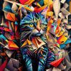 Geometric Cat Metal Poster