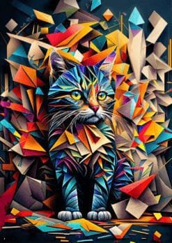 Geometric Cat Metal Poster