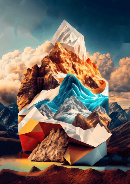 Mountain Geometric Metal Poster