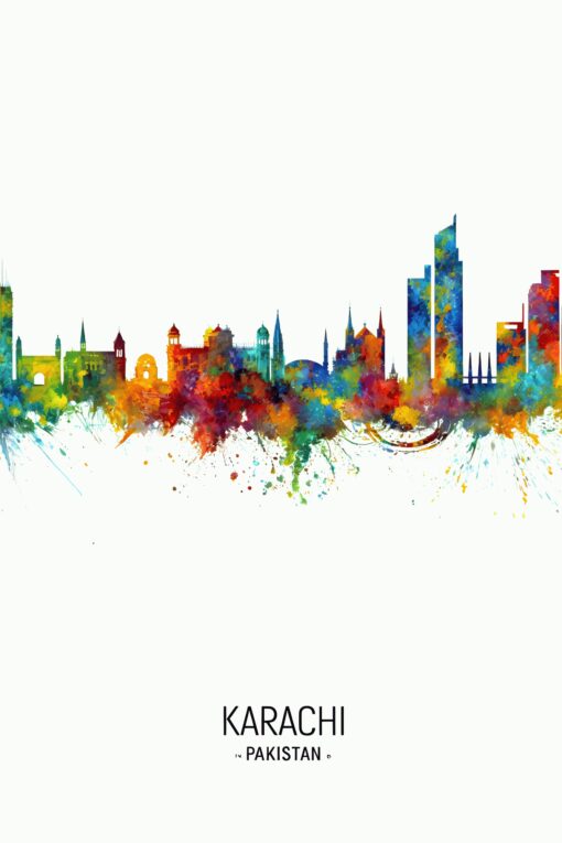 Karachi Skyline | Metal Poster