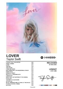 Taylor Swift (Lover Album Cover)-White Metal Poster